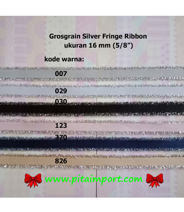 Grosgrain Silver Fringe Ribbon ukuran 1,6 cm (5/8″)